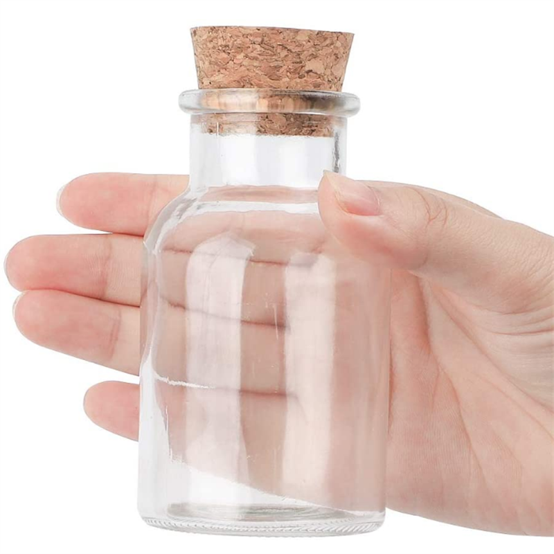 Glass Color Bottles Wishing Bottle Tiny Jars Vials Rectangle Bottles with Cork - Image 5