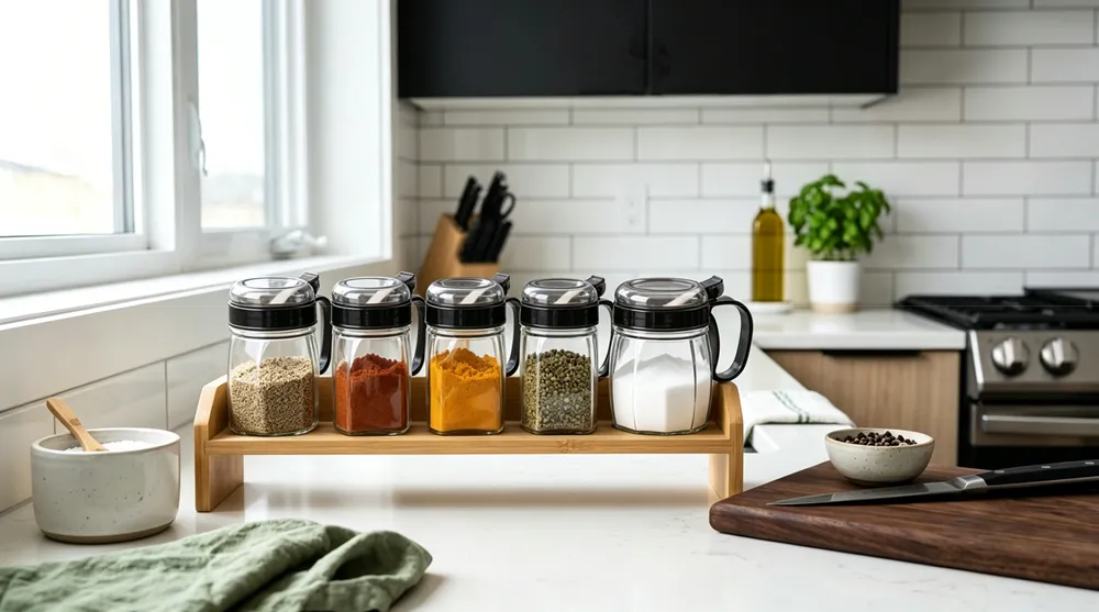 Glass Spice Jars with Airtight Plastic Lids