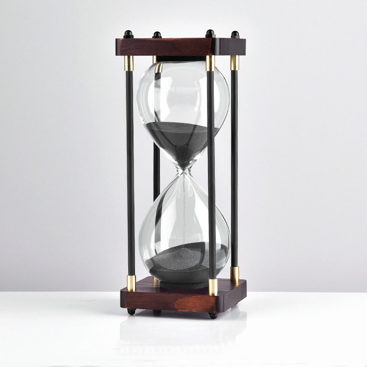 Glass Hourglasses Sand Timer 30 Minutes Wooden Desktop Hourglass Sand Timer for Gift - Image 3