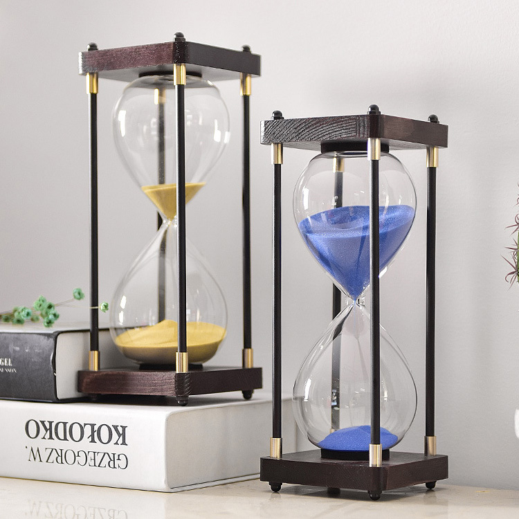 Glass Hourglasses Sand Timer 30 Minutes Wooden Desktop Hourglass Sand Timer for Gift - Image 4