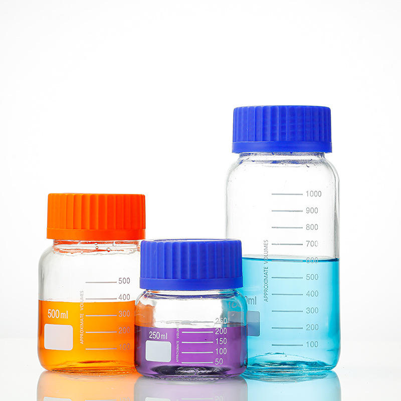 1000ml Wide Mouth Reagent Media Storage Lab Glass Bottle With Screw Lid