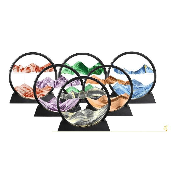 Colorful large dynamic round glass 3d deep moving flowing sand art - Image 6