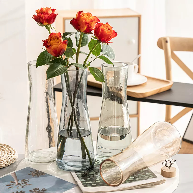 Glass Vase with Gold Mouth for Centerpieces Home Wedding Decoration Glass Bottle - Image 3