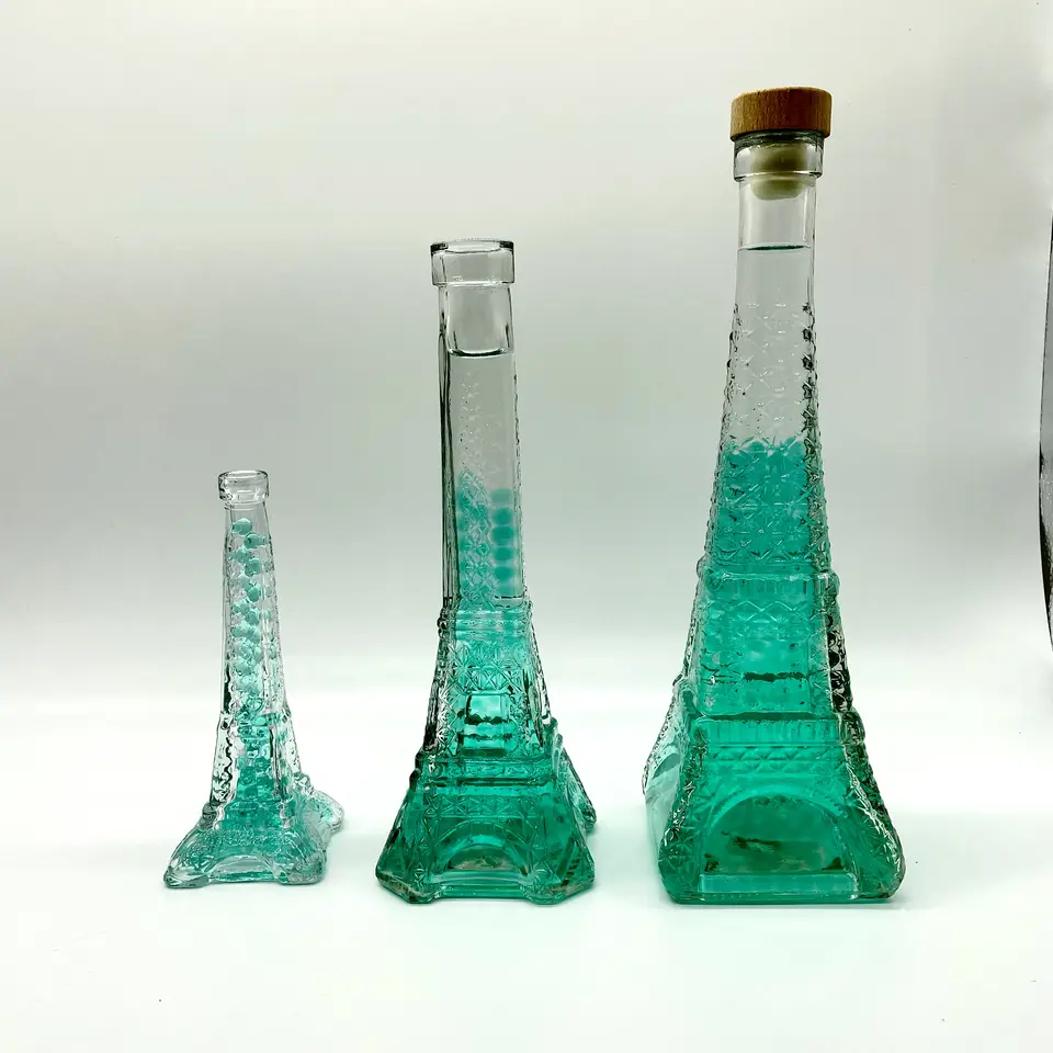 Fancy Decorative Eiffel Tower Shape Glass Wishing Bottle Air Freshener Aroma Bottle With Cork - Image 2