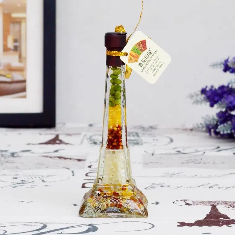 Fancy Decorative Eiffel Tower Shape Glass Wishing Bottle Air Freshener Aroma Bottle With Cork - Image 3