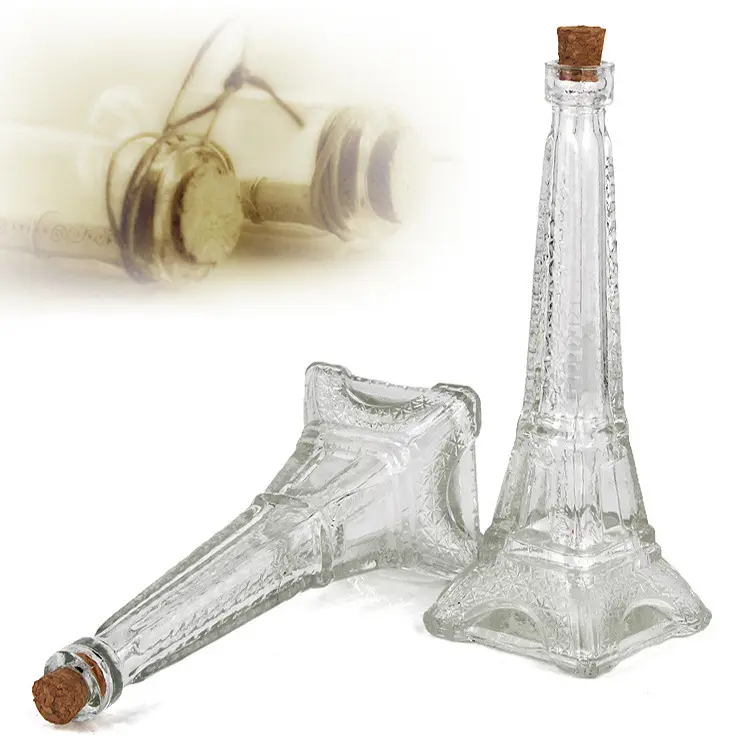 Fancy Decorative Eiffel Tower Shape Glass Wishing Bottle Air Freshener Aroma Bottle With Cork - Image 4