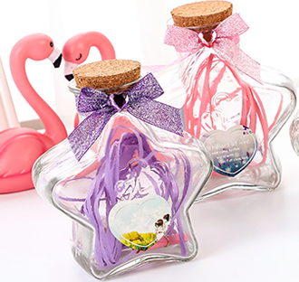 glass wishing bottle star shape glass jar food storage canning container cork - Image 3