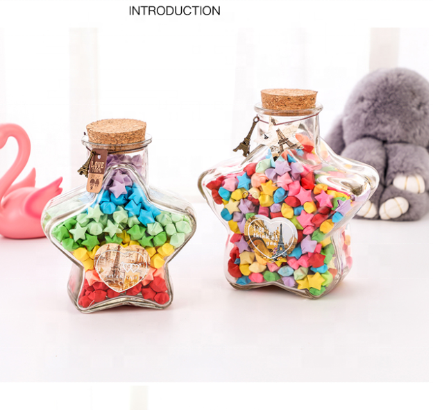 glass wishing bottle star shape glass jar food storage canning container cork - Image 4