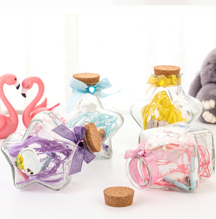 glass wishing bottle star shape glass jar food storage canning container cork - Image 5
