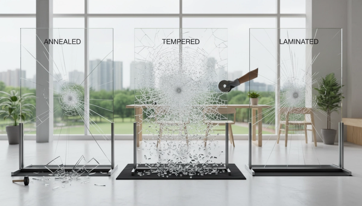 annealed vs tempered vs laminated glass comparison