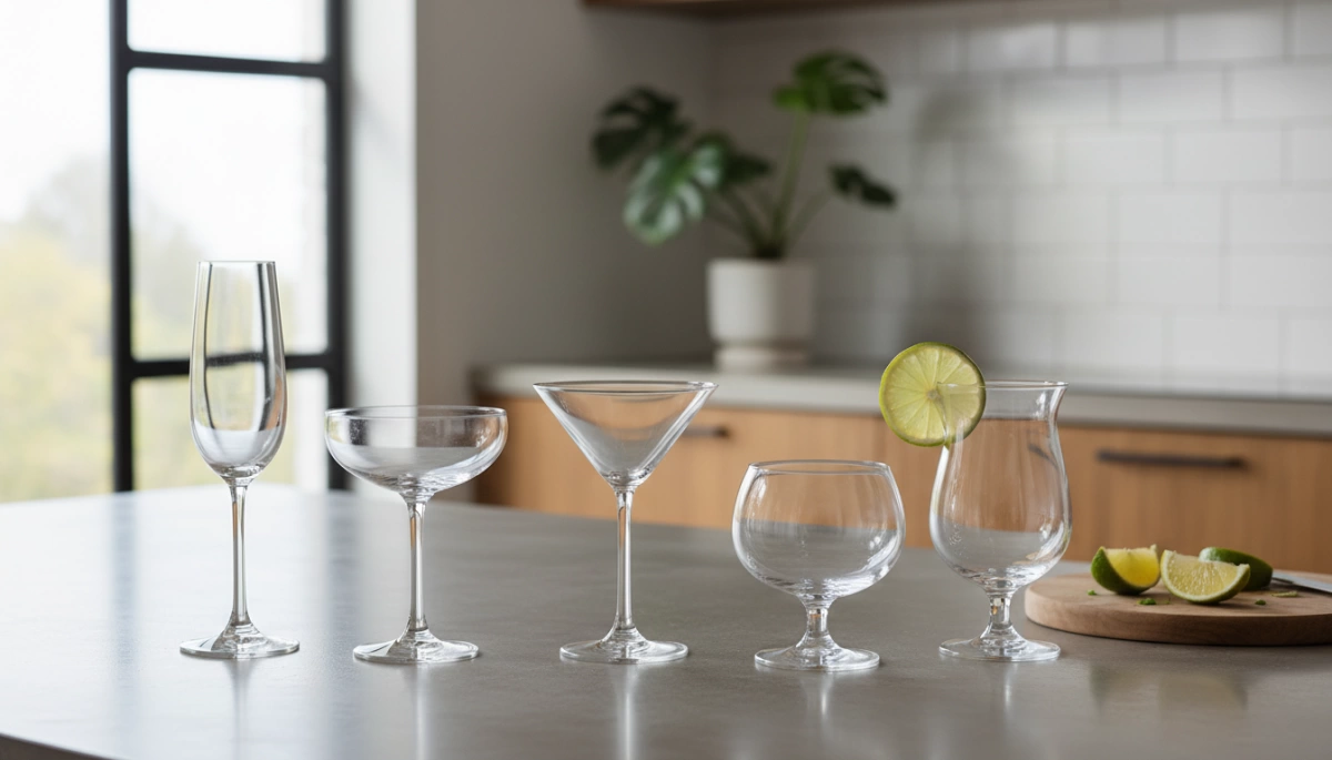 différents types de verres à cocktail avec pied