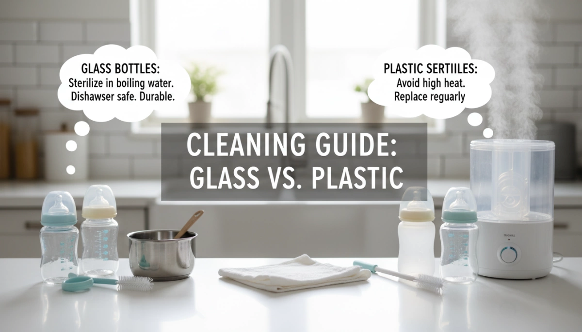guide de nettoyage des bouteilles pour bébé en verre vs plastique