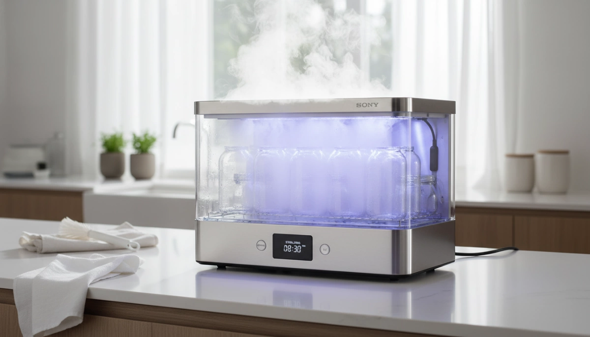 comment stériliser les bouteilles en verre avec la vapeur et les UV