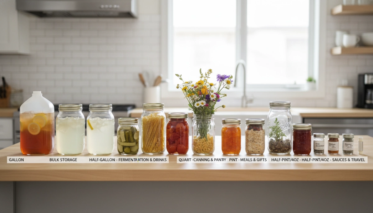 Types of Mason Jars by Size and Uses