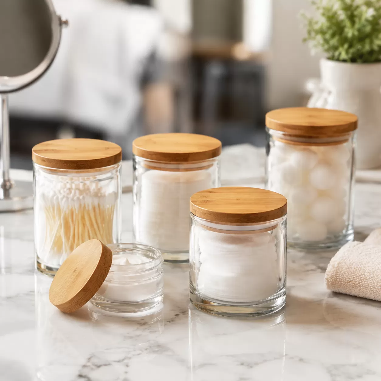 Glass jars for beauty product storage