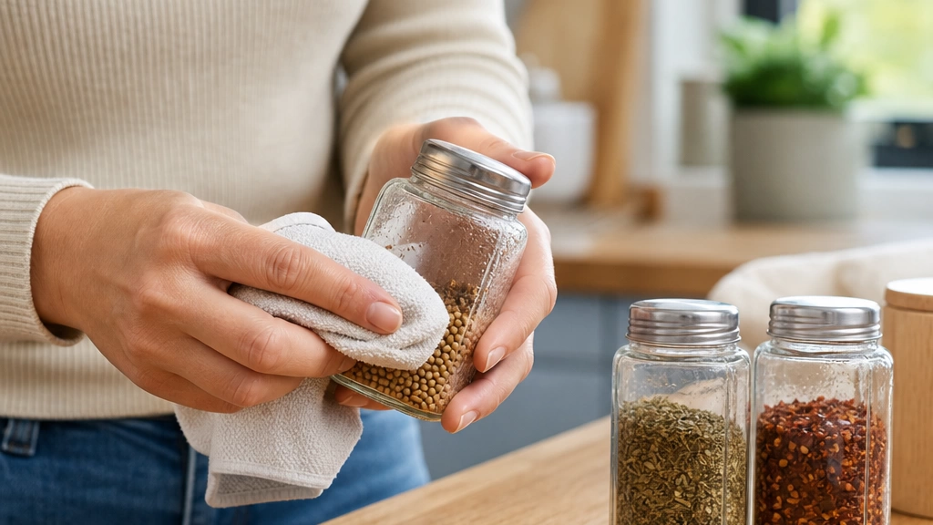 Removing moisture from glass spice jar