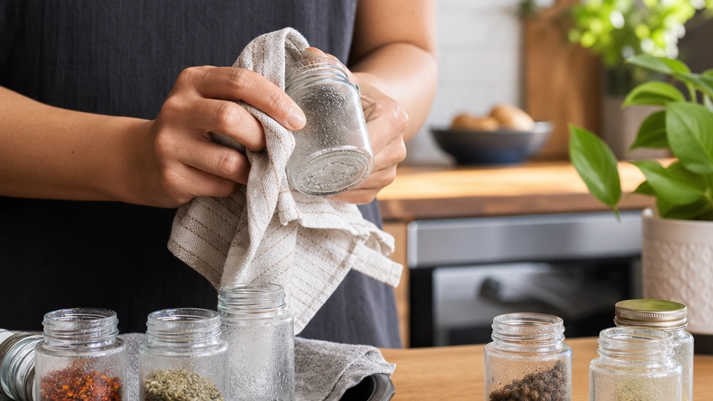 Removing moisture from glass spice jars